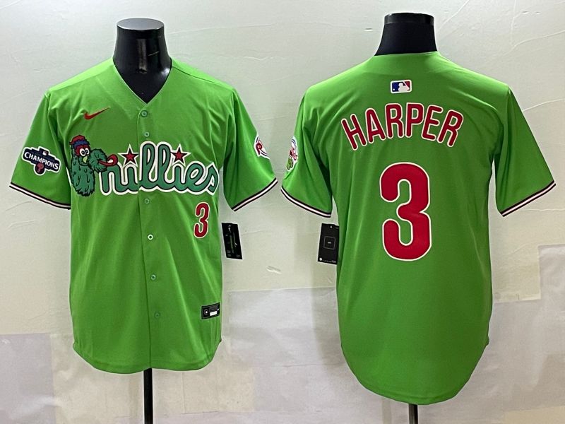Men Philadelphia Phillies #3 Harper Green Sixth generation Joint Name Nike 2025 MLB Jersey style 5